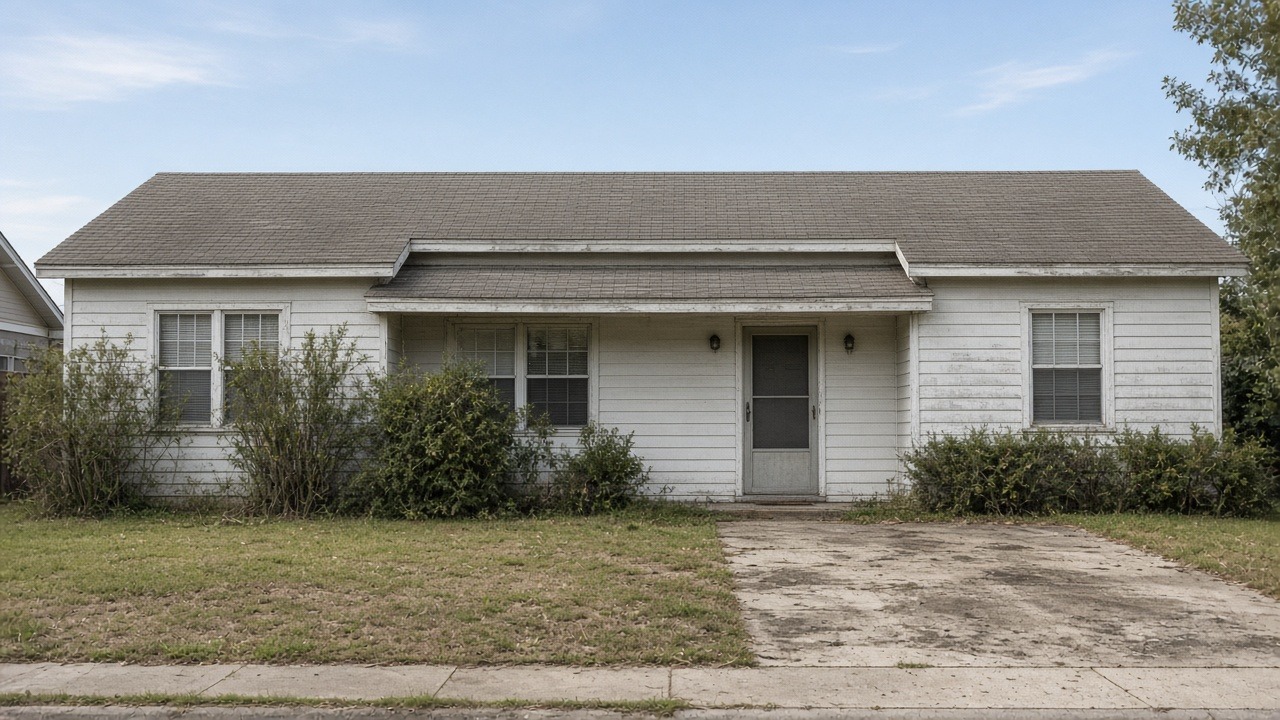 Before — faded dirty house paint